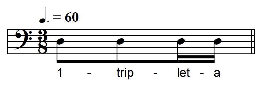 rhythmic dictation compound meter one beat example 6